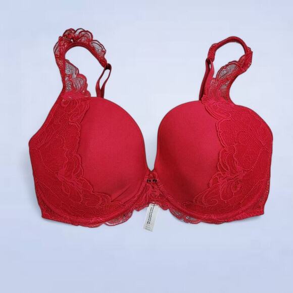 Marie Jo Red Lace Overlay Bra - Size 36F - Picture 1 of 5